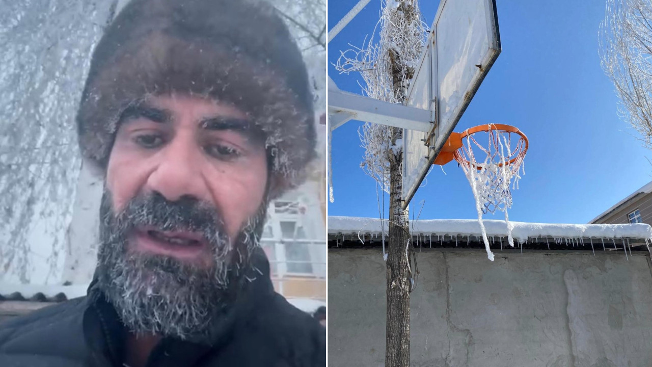 Termometrelerin eksi 28'i gösterdiği ilçe buz kesti