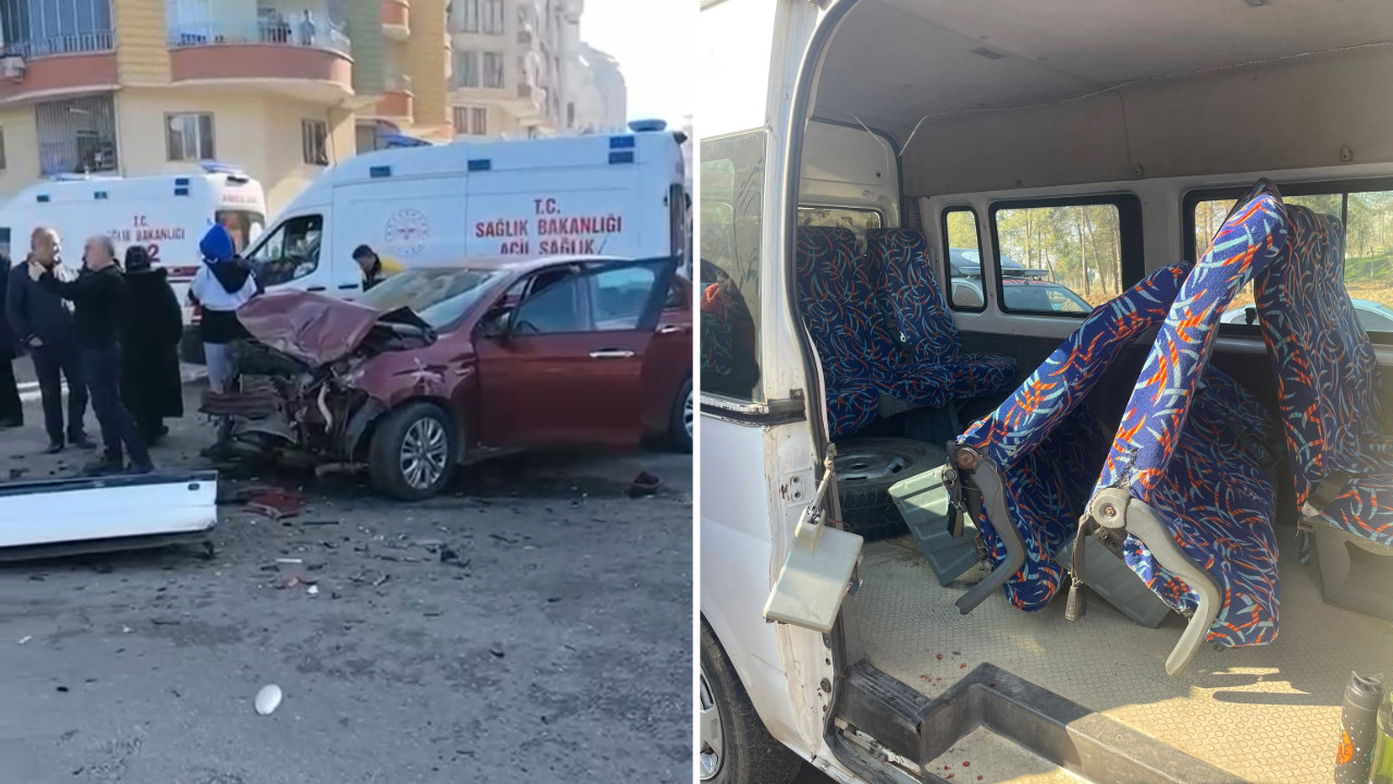 Otomobil ile öğrenci servisi çarpıştı: 20 yaralı