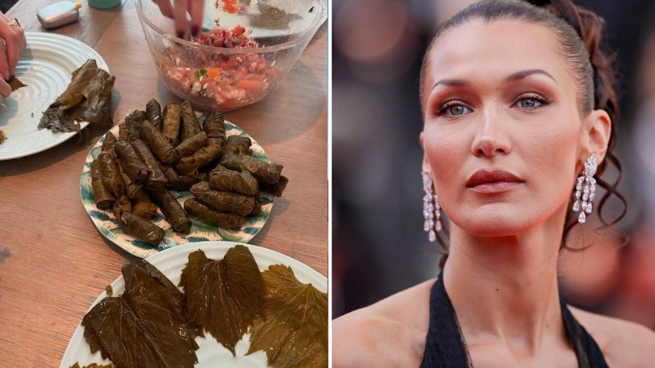 Bella Hadid'in Türk mutfağı sevgisi devam ediyor: Şimdi de yaprak sardı