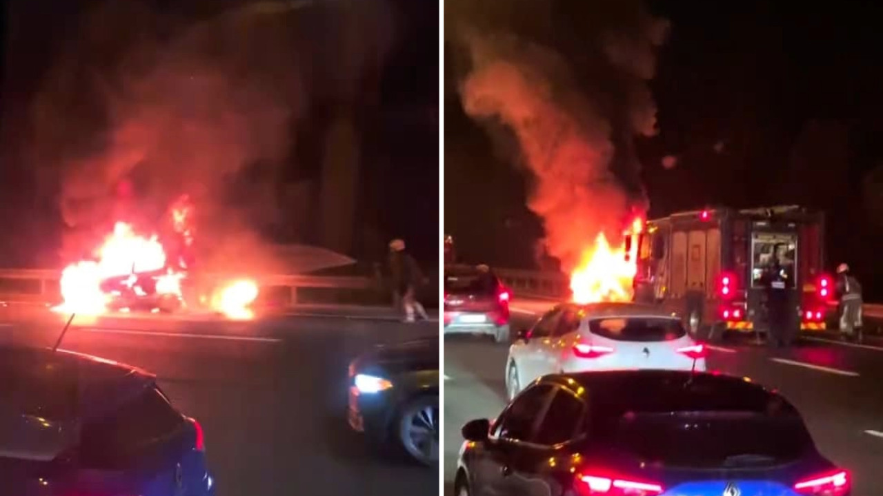 Seyir halindeki araç alev aldı