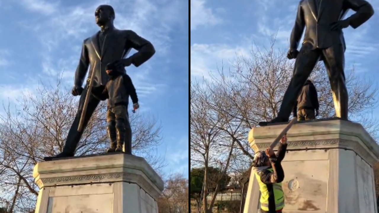 Sarayburnu'nda Atatürk Anıtı'na çirkin saldırı