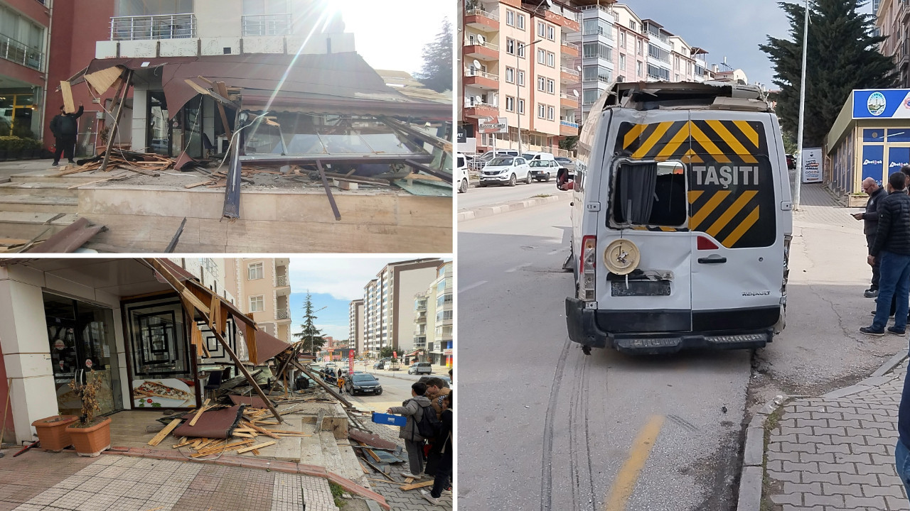 Şaşırtan kaza: Park halindeki minibüs pide dükkanına daldı