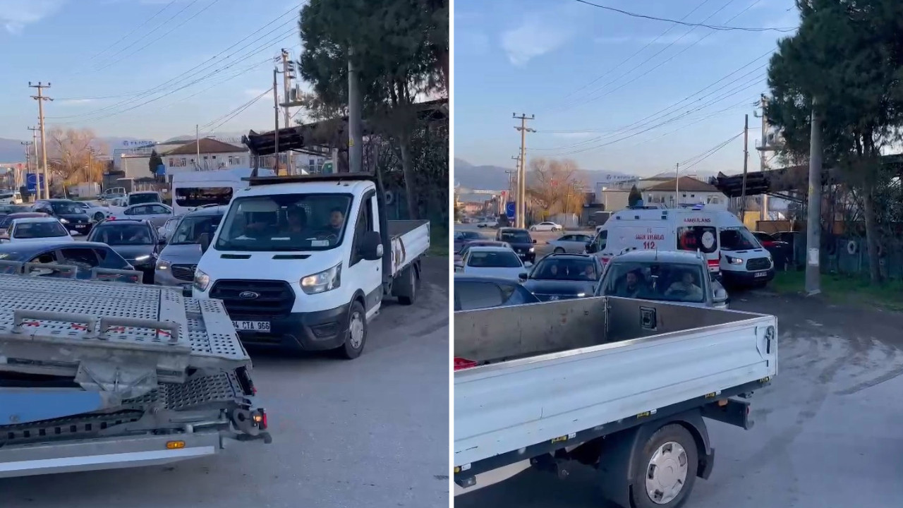 Ters yönden giren araçlar trafiği kilitledi, ambulans dakikalarca bekledi