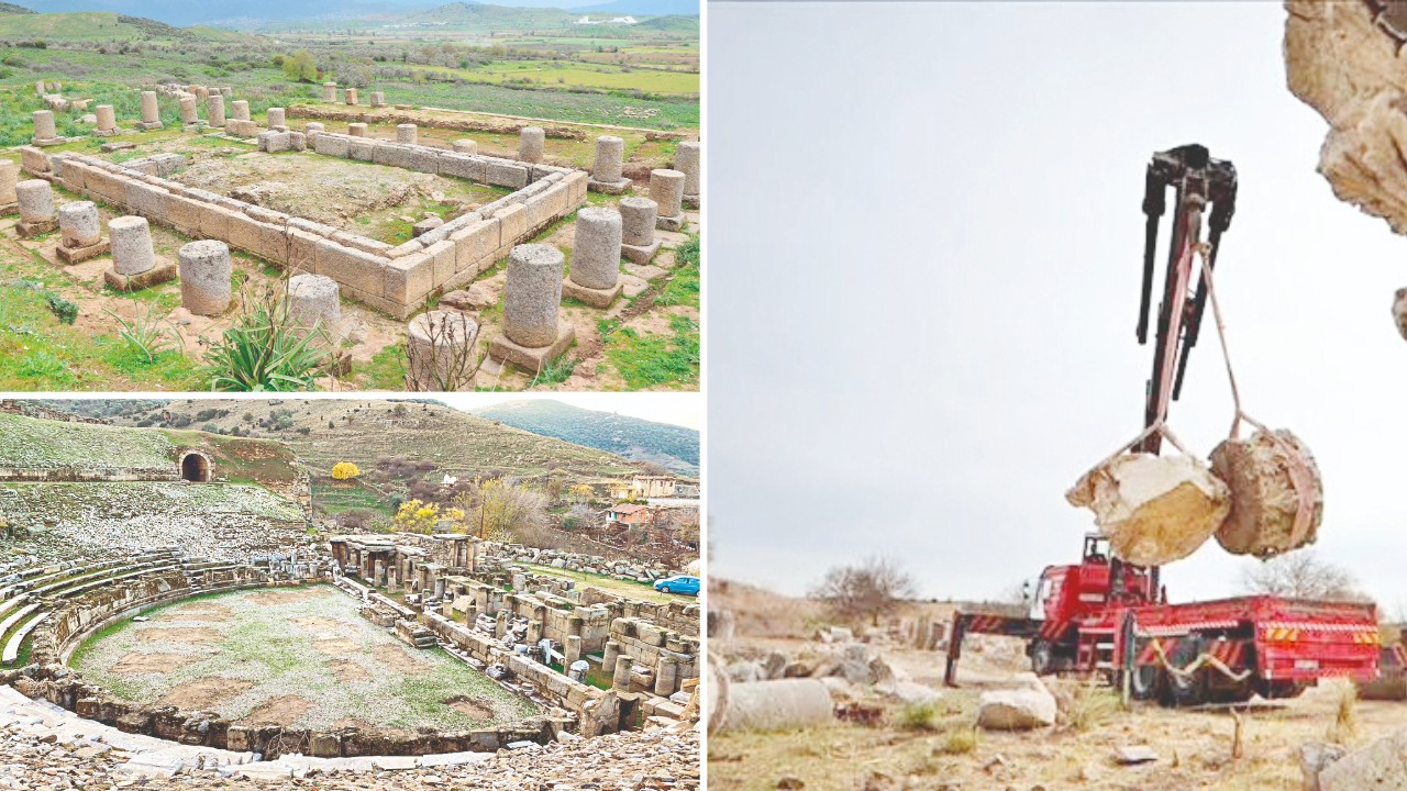 Yol uğruna antik kente kepçeyle daldılar