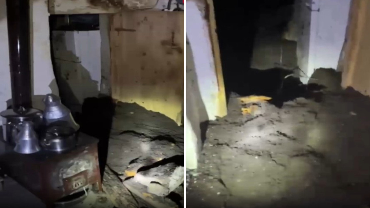 Toprak tavan çöktü, aile altında kaldı