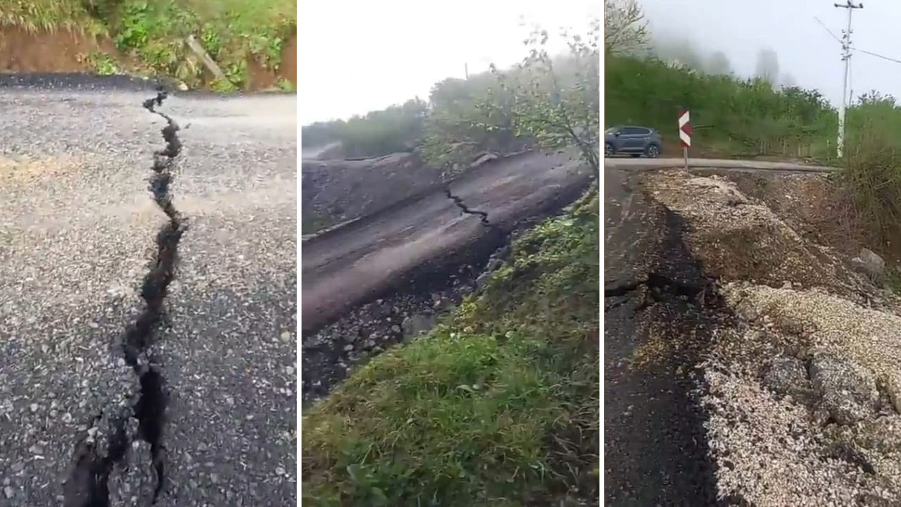 Sakarya'da iki ilçeyi bağlayan yol yine çöktü