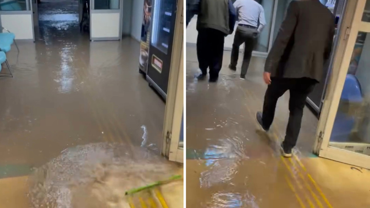 Sağanak yağış sonrası hastaneyi su bastı