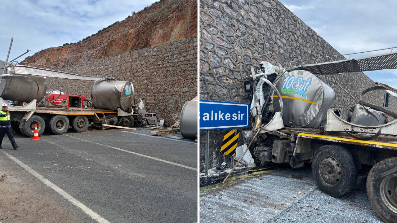 Süt tankeri drenaj duvarına çarptı: 1 ölü