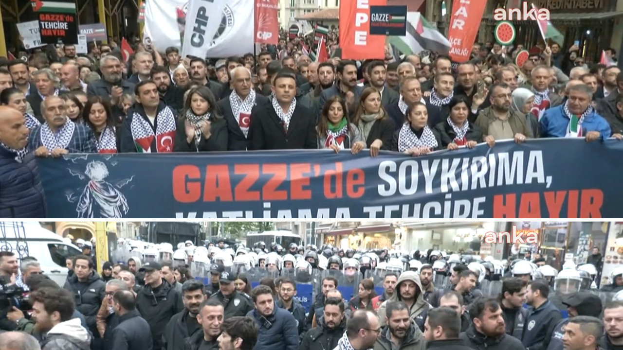 CHP'nin Filistin yürüyüşüne polis izin vermedi, arbede çıktı