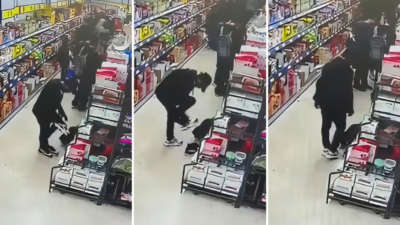 Markete girdi, hiçbir şey olmamış gibi reyondaki ayakkabıyı giyip gitti