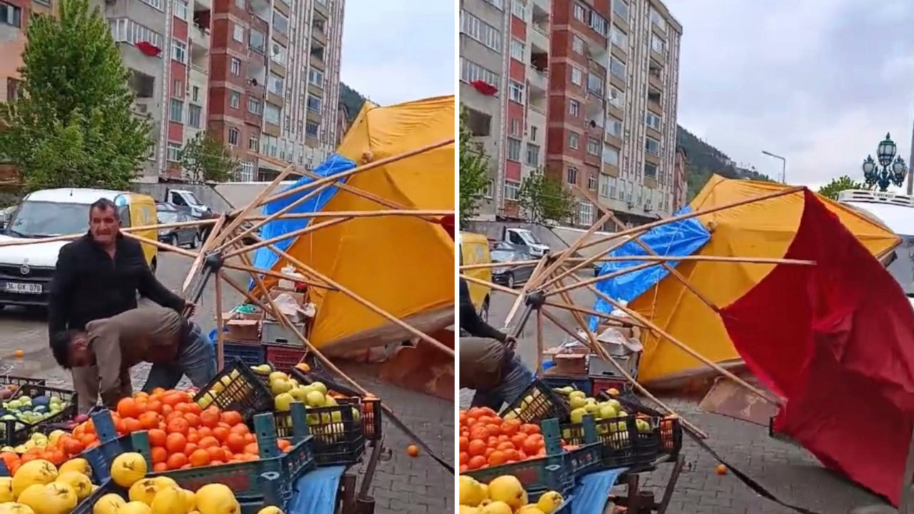 Şiddetli fırtına semt pazarını altüst etti