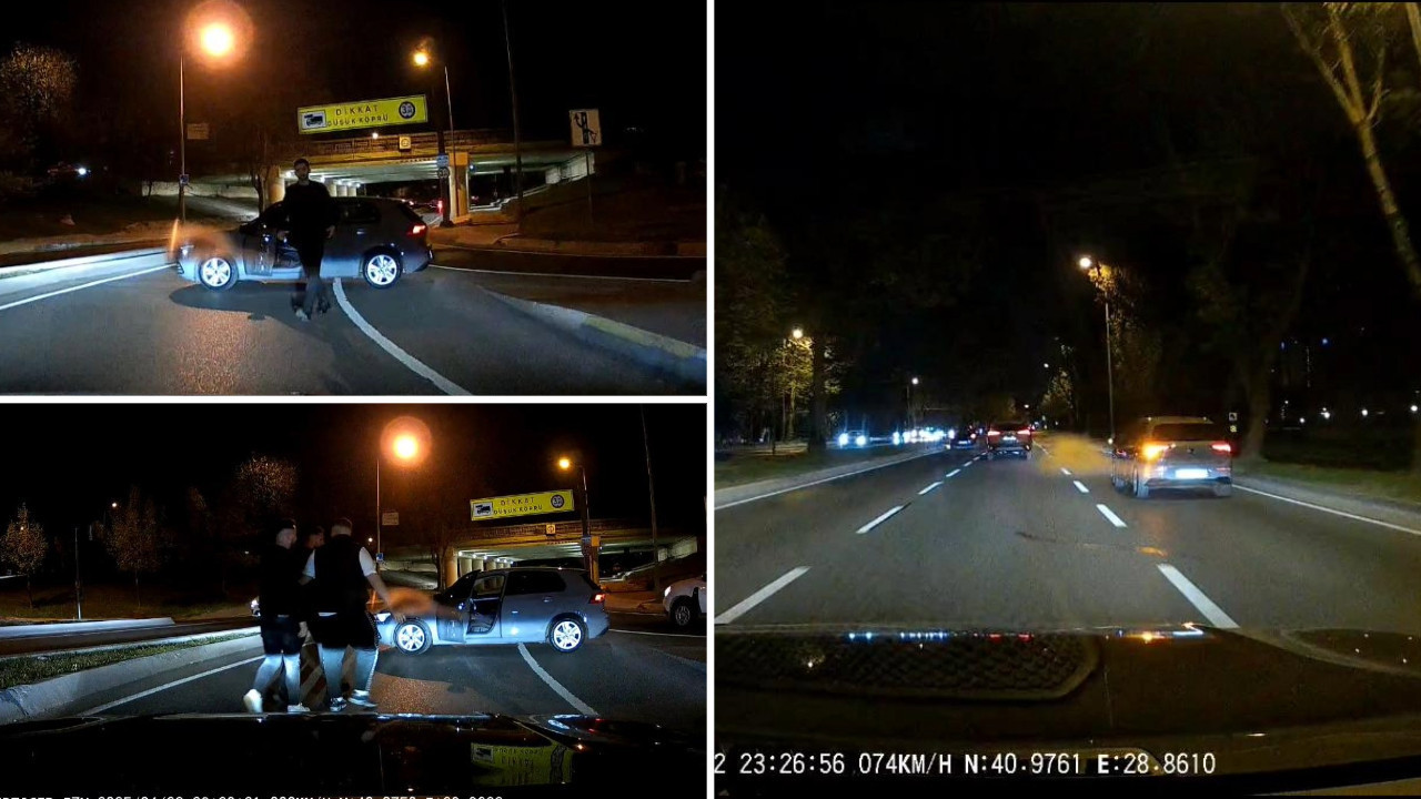 Selektör yapan kadın sürücünün yolunu kesti