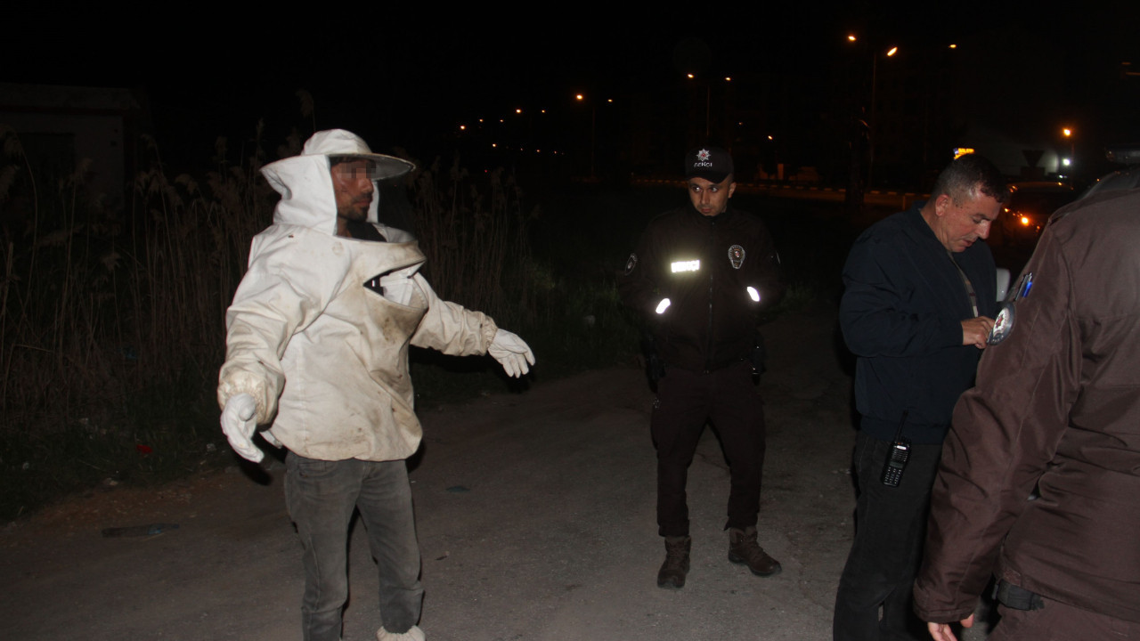 Kazaya müdahaleye giden polis, arıların hedefi oldu