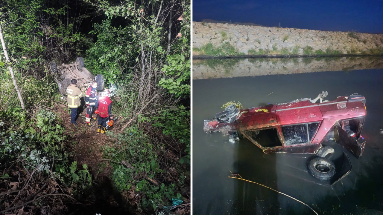 Balıkesir'de peş peşe iki kaza: Biri dereye uçtu, diğeri şarampole devrildi