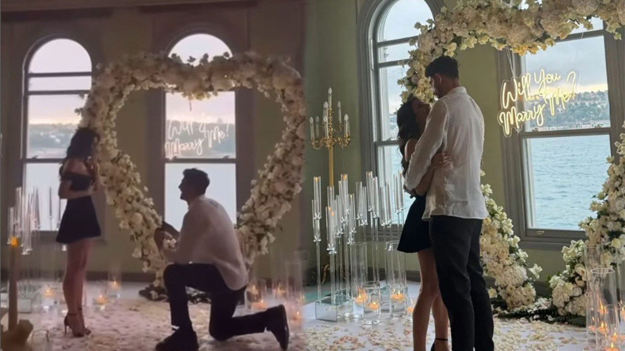 Milli futbolcu Samet Akaydın, oyuncu Hazal Çağlar'a evlenme teklif etti