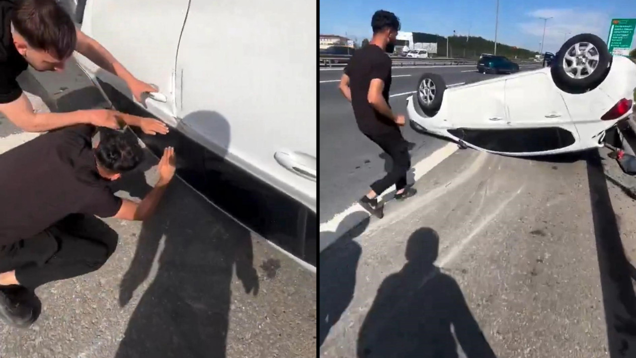 Takla attığı araçtan yardıma gelenlere hakaret etti