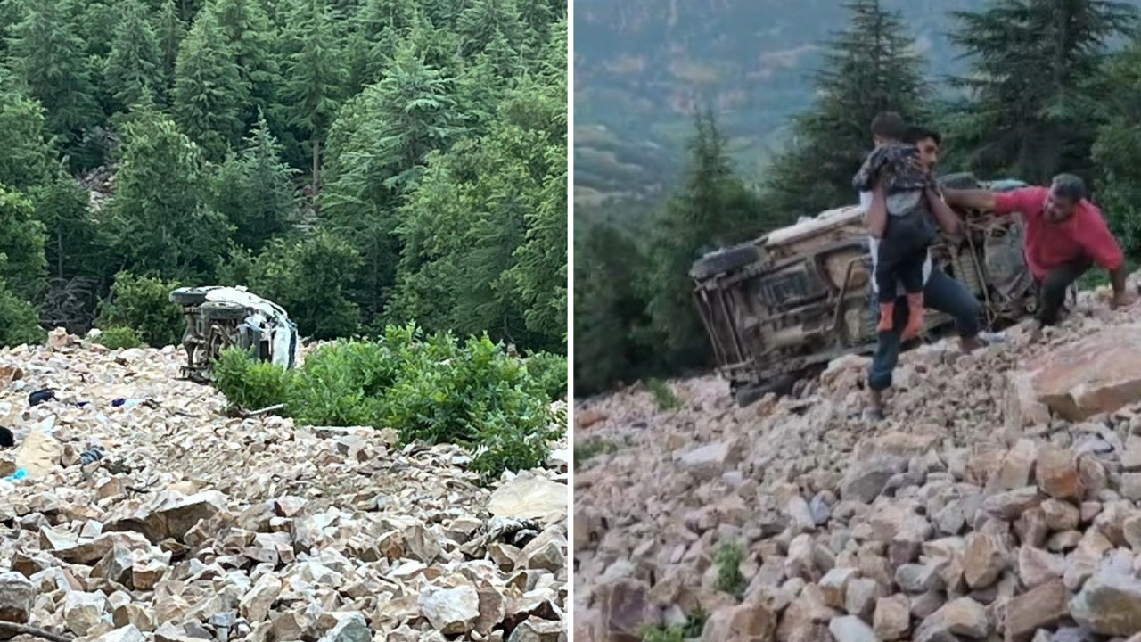 Yaylaya çıkan aile uçurumdan düştü