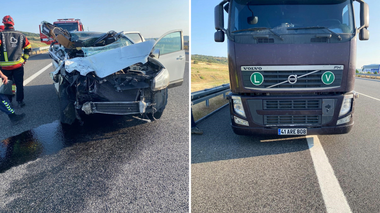 Balıkesir'de otomobil, TIR ile çarpıştı: 2 ölü, 2 yaralı