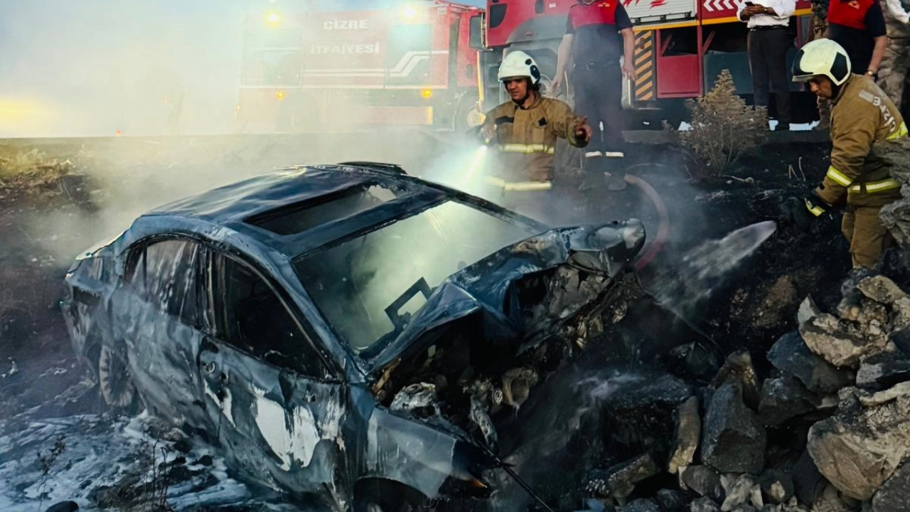 Kayaya çarpıp alev alan otomobilin sürücüsü öldü