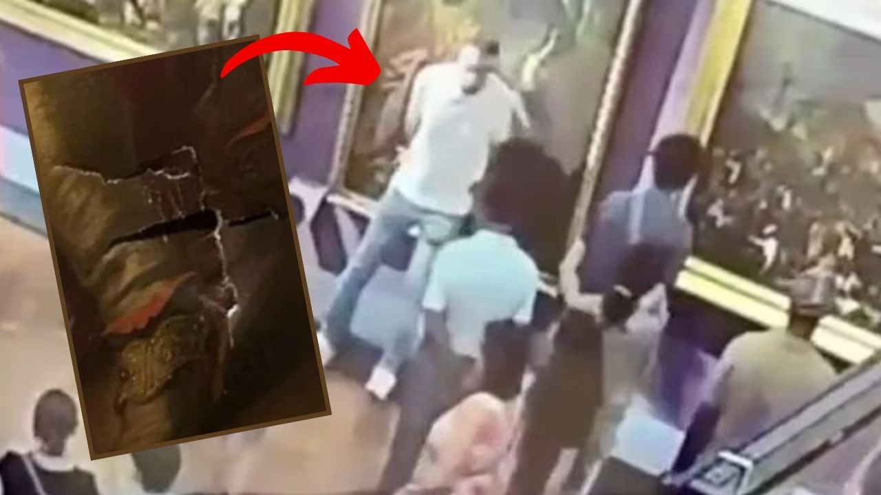 Bir turist terörü daha! Poz vereyim derken 300 yıllık tabloya zarar verdi