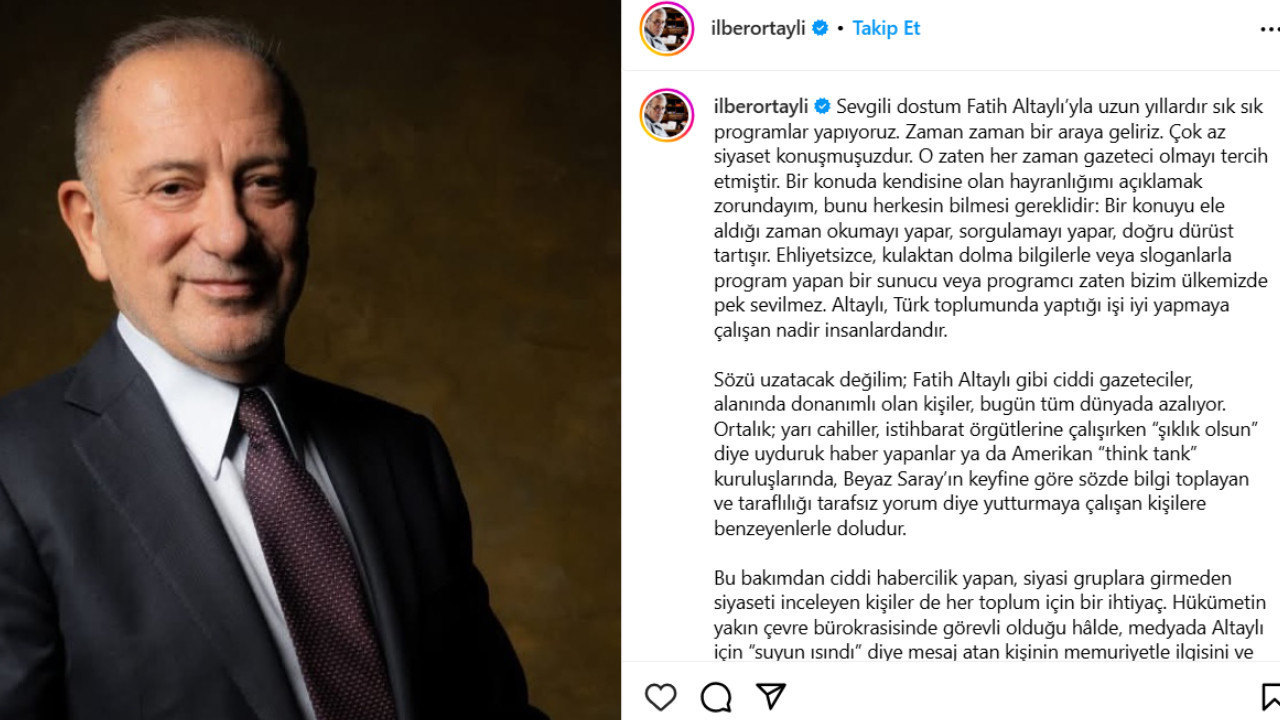 İlber Ortaylı'dan Fatih Altaylı paylaşımı
