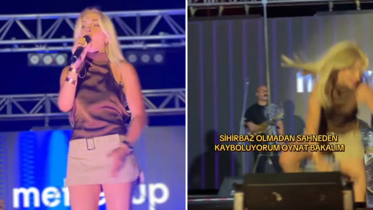 Şarkıcı Eda Eryurt konser sırasında sahneden düştü