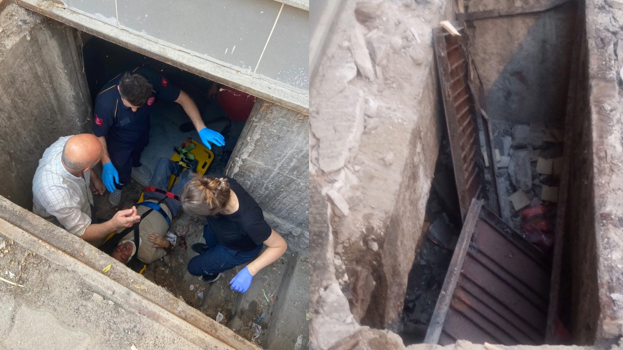 Üstüne bastığı kapak kırıldı 2 metreden bodrum kata düştü