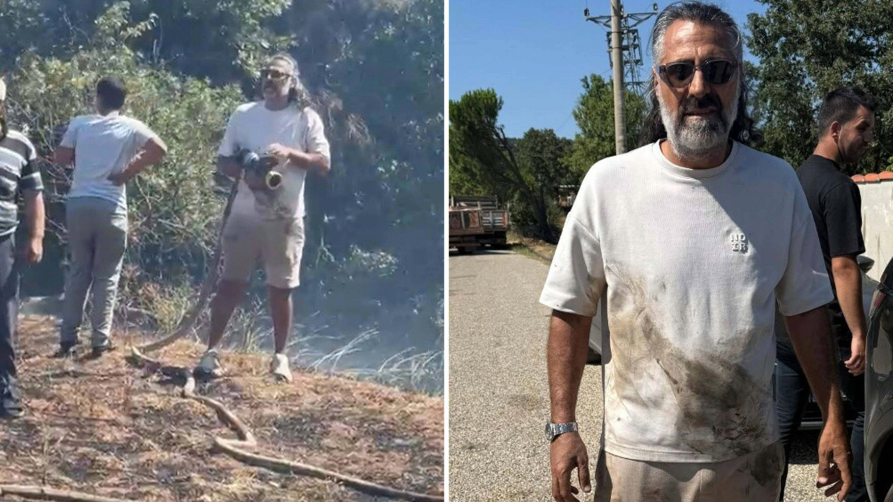 Oyuncu Kenan Çoban, Çanakkale'de çıkan yangına müdahale etti