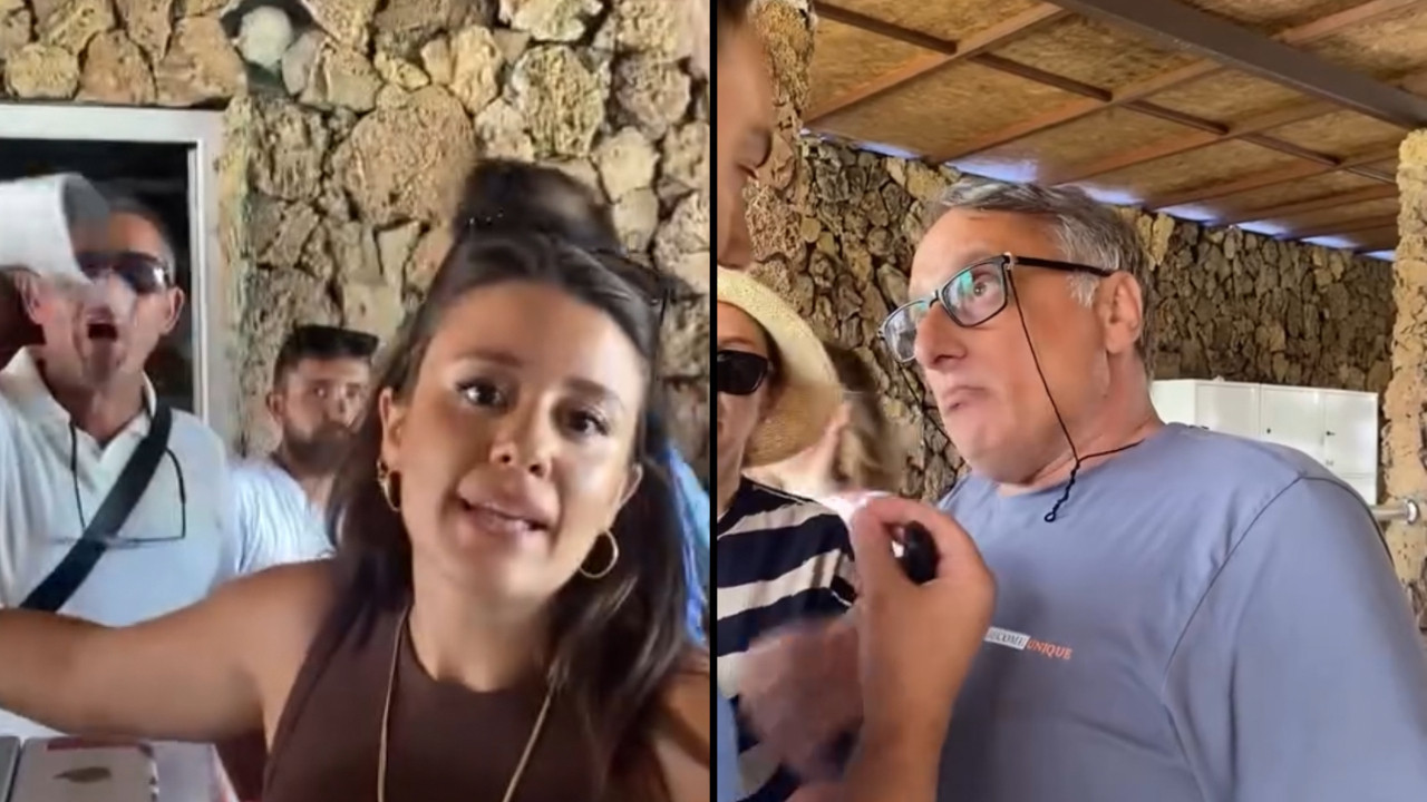 Özel plajda karpuz kavgası