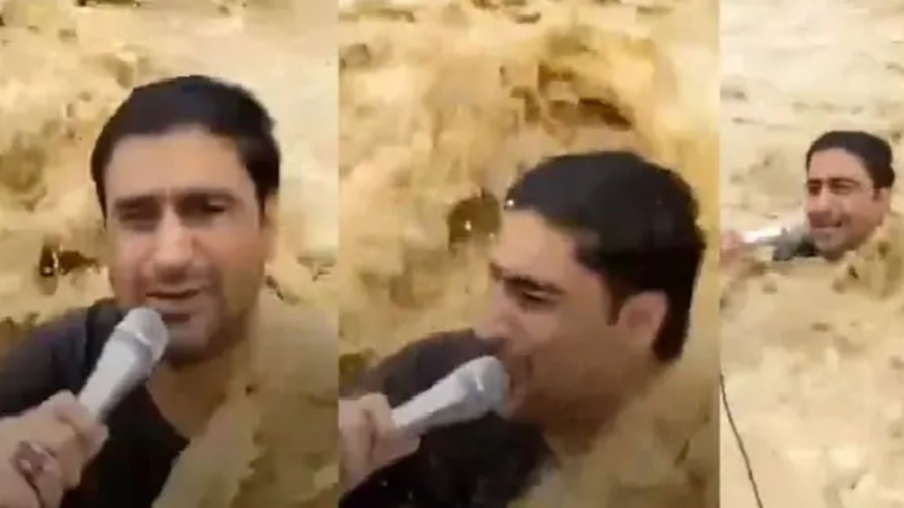 Muhabir canlı yayında sele kapıldı