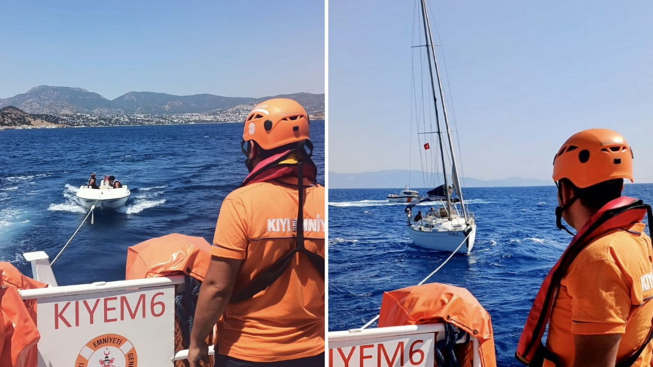 Bodrum’da sürüklenen tekneler kurtarıldı