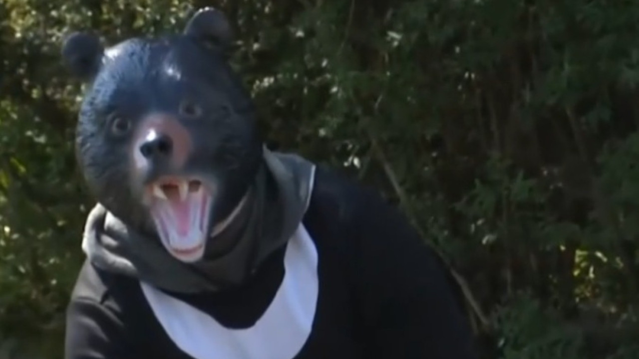 İlginç tatbikat: Ayı kostümüyle polisleri kovaladı