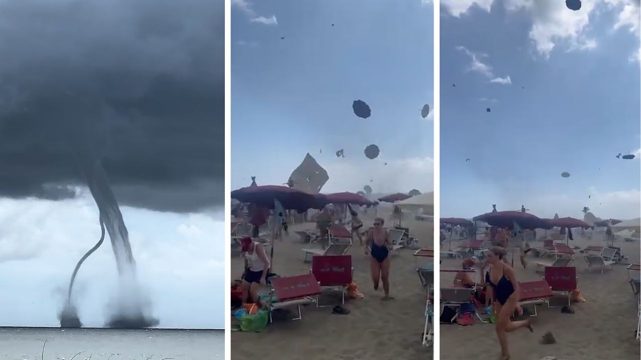 Tatil beldesinde korku dolu anlar: Hortum çıktı, şemsiyeler uçuştu, turistler kaçtı