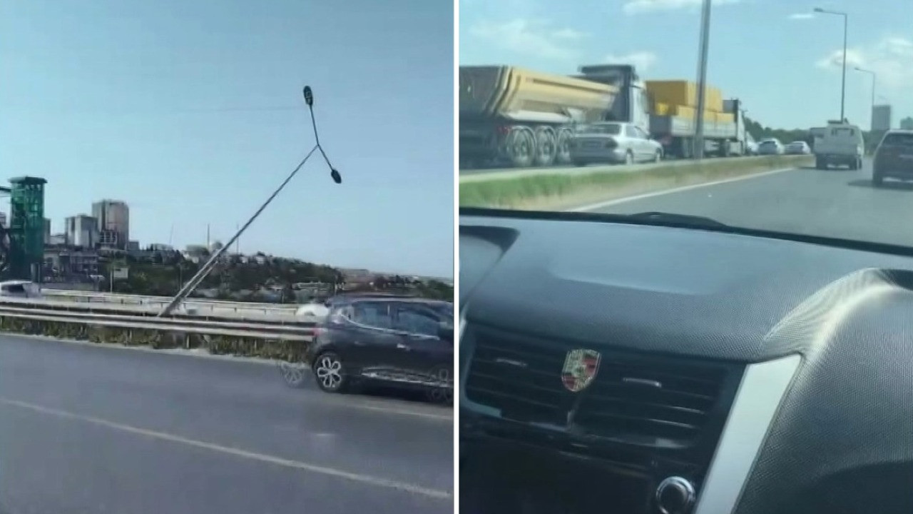 İstanbul'da rüzgar direk devirdi, yol trafiğe kapatıldı