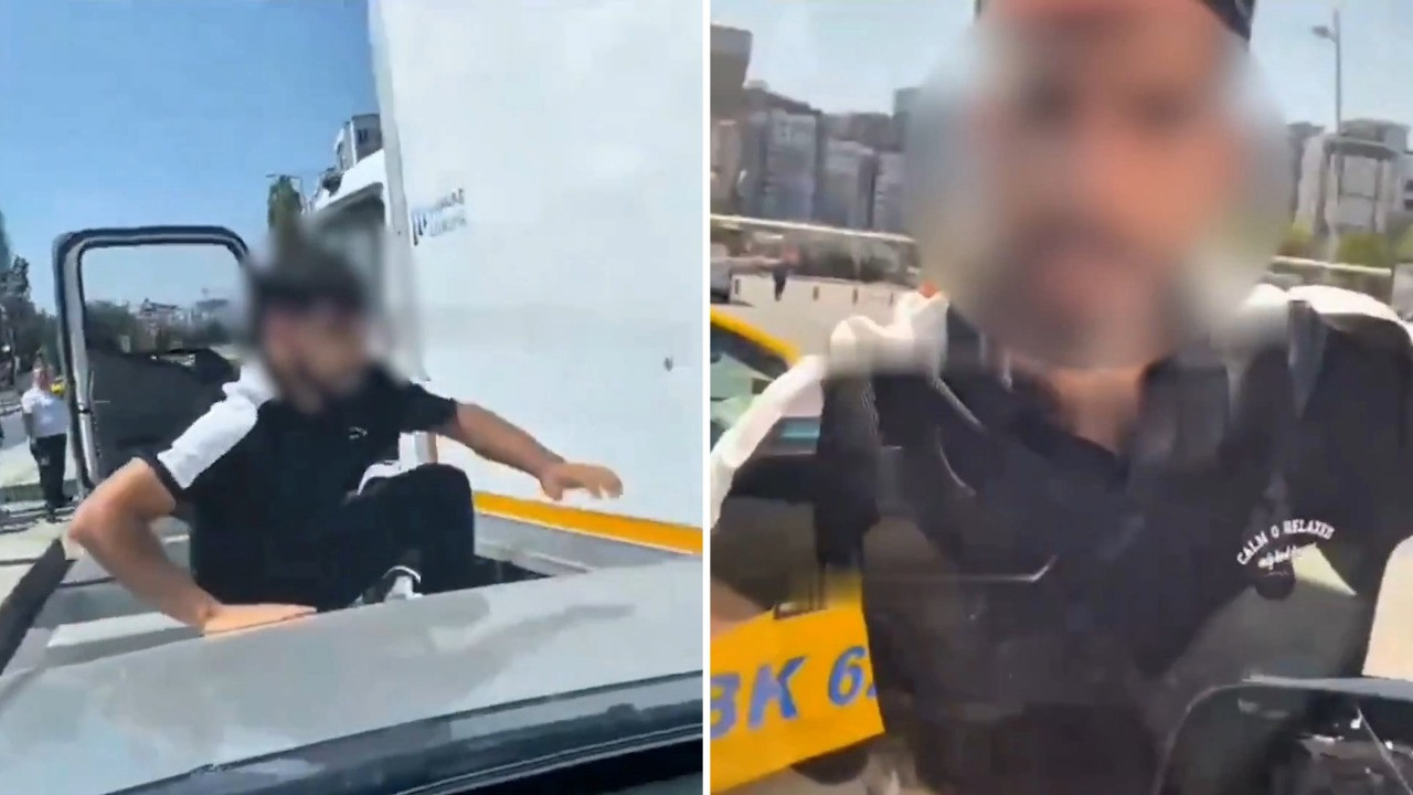 Tartıştığı sürücünün önünü kesip aracına saldıran şoför gözaltında