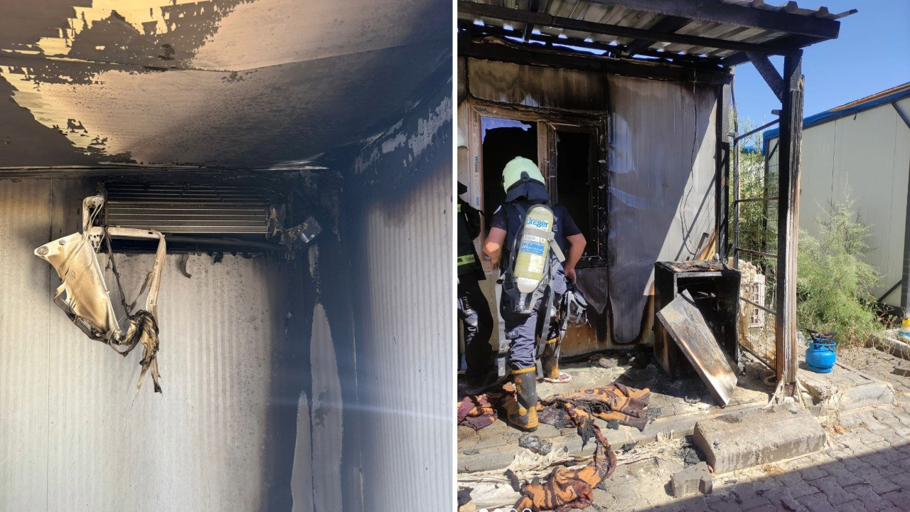 Açık unutulan klima konteyneri yaktı