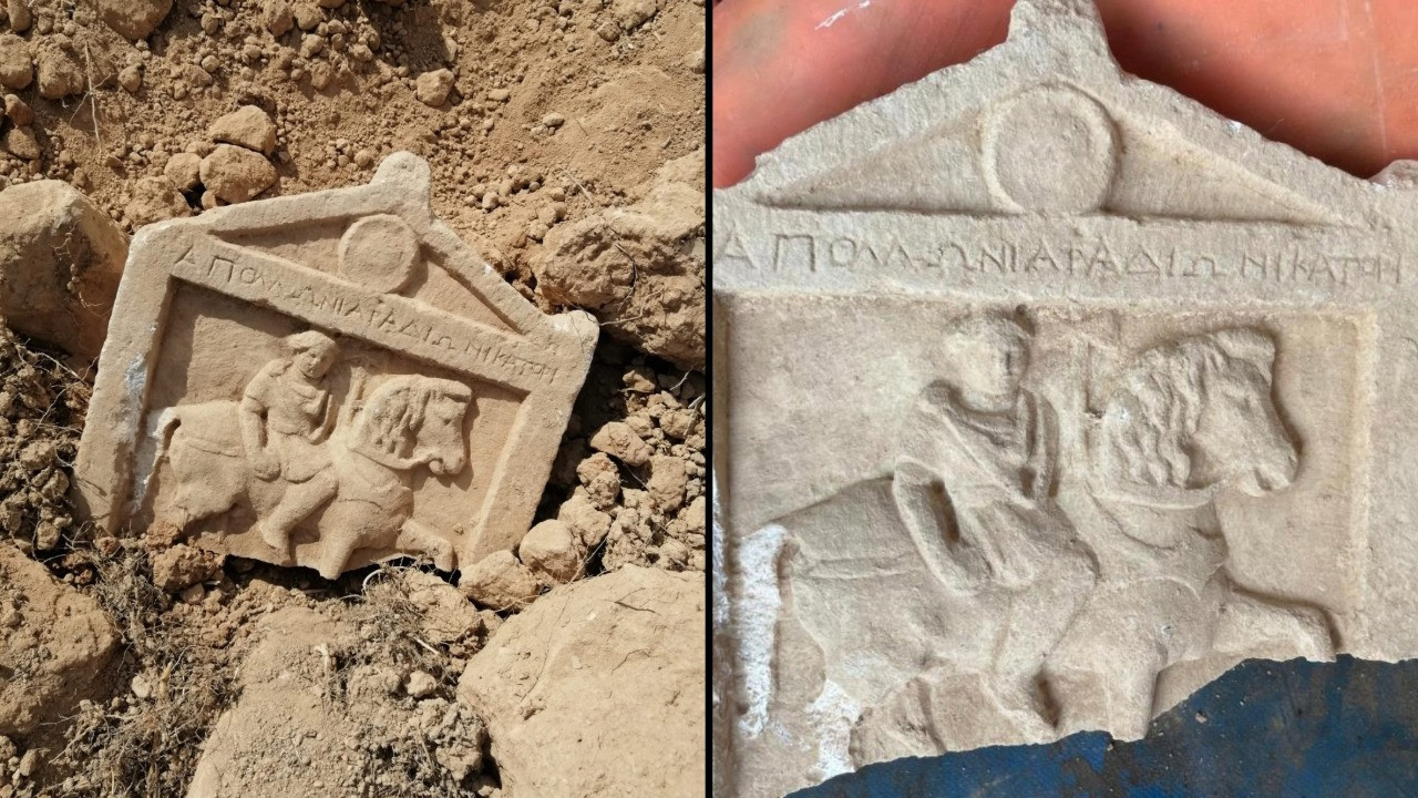 Belediyenin iş makinesine 2 bin yıllık mezar taşı takıldı