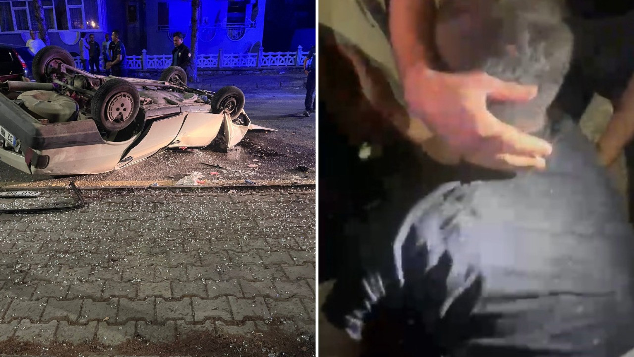 Otomobili takla attı, çıkar çıkmaz sigara istedi