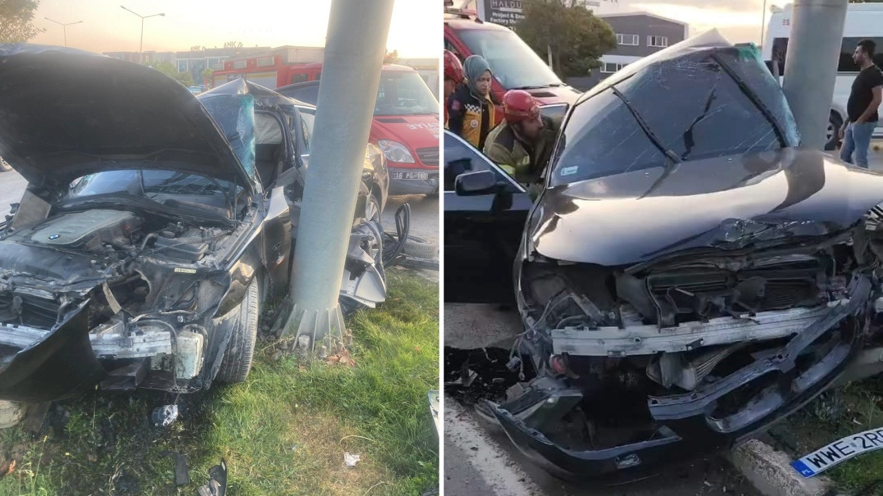 Bursa’da sabah saatlerinde feci kaza: Otomobil direğe çarptı, sürücü ağır yaralı