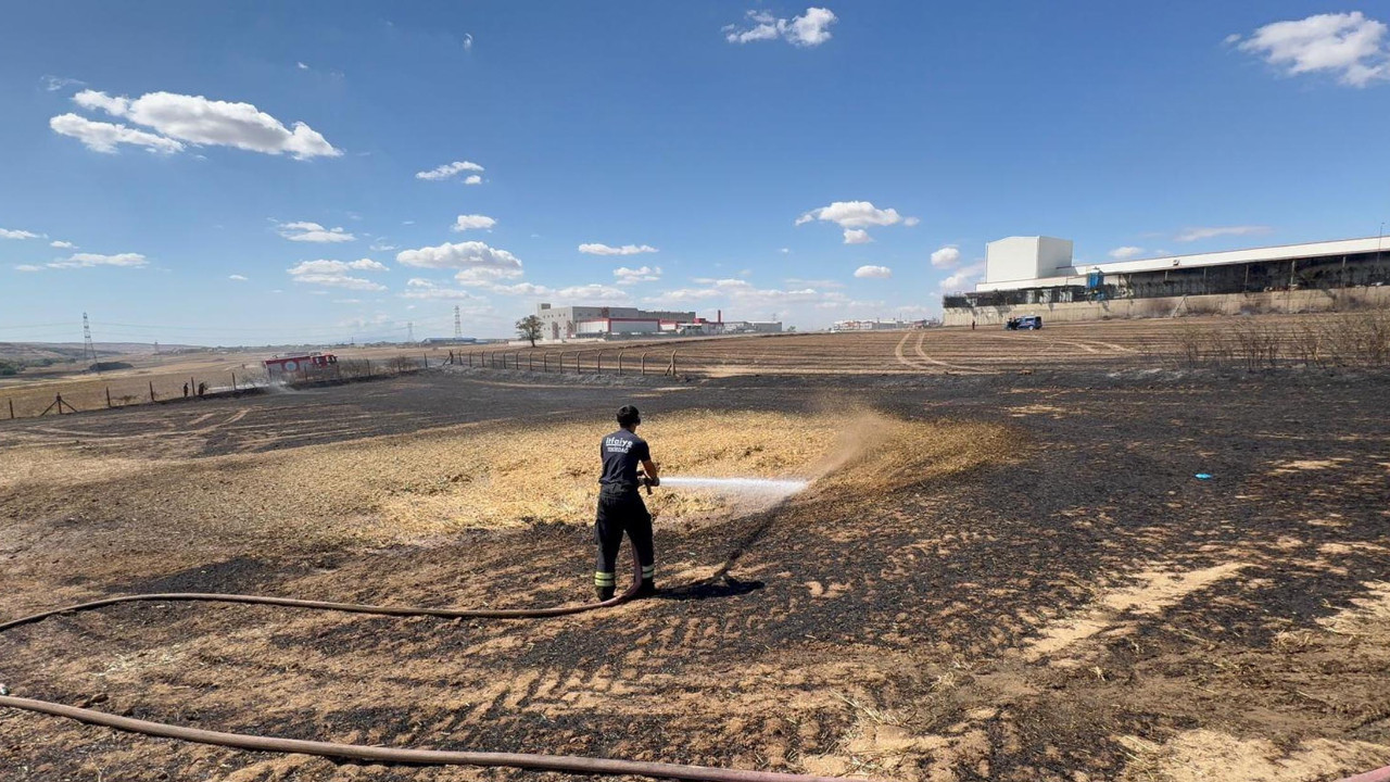 Çorlu’da anız yangını fabrikaya sıçramadan söndürüldü