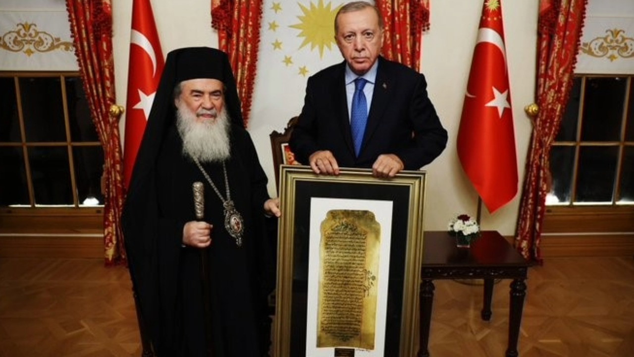 Cumhurbaşkanı Erdoğan, Kudüs Rum Ortodoks Kilisesi Patriği 3’üncü Teofilos ile görüştü