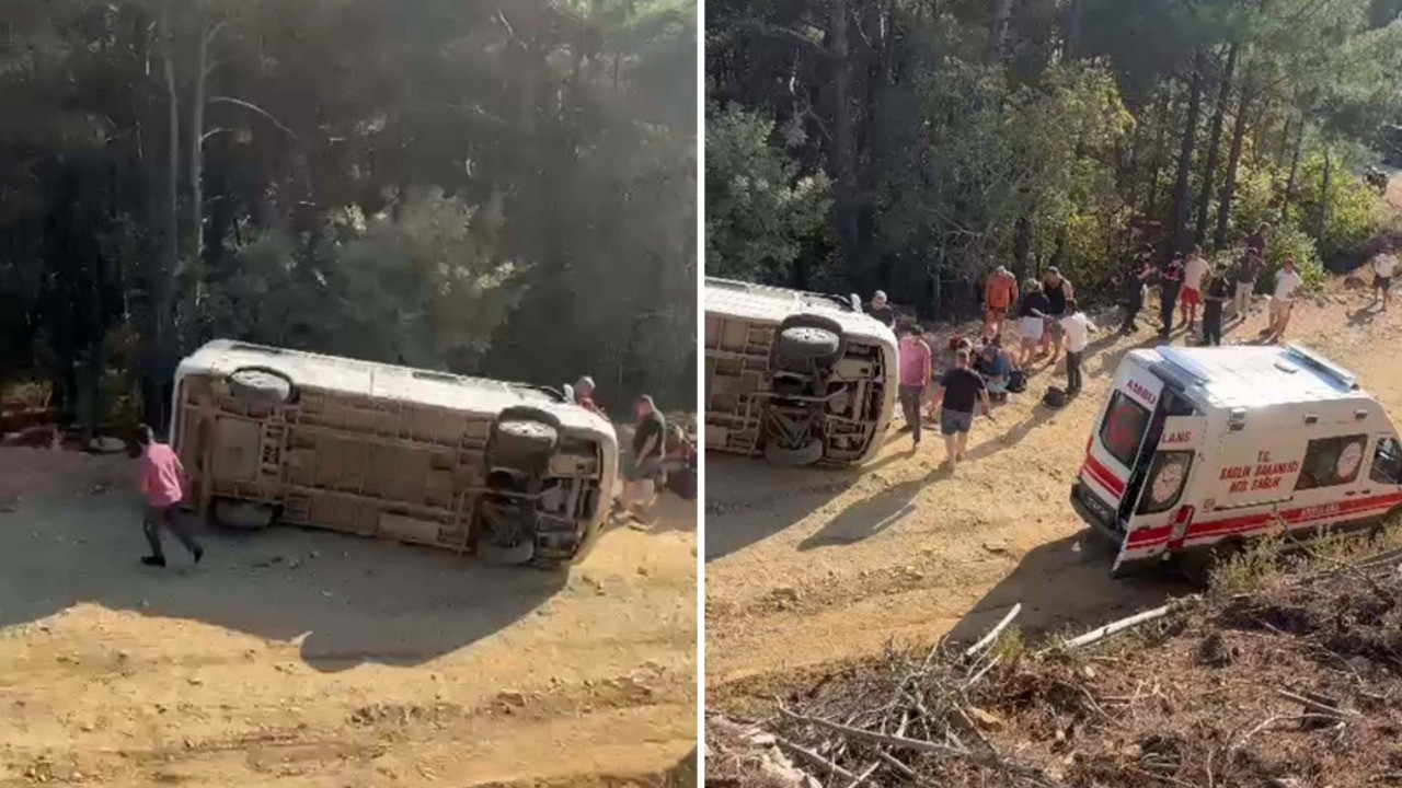 Tur minibüsü şarampole devrildi: 13 yaralı