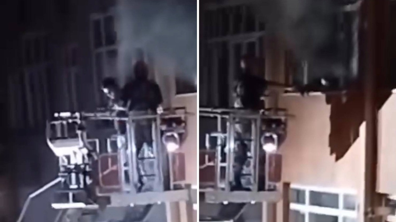 5 katlı binada çıkan yangında mahsur kalan 3 kişi kurtarıldı