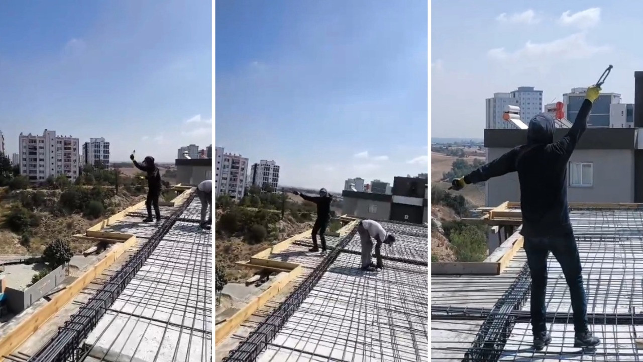Adana’da inşaat işçisi 10’uncu katta ölümle dans etti