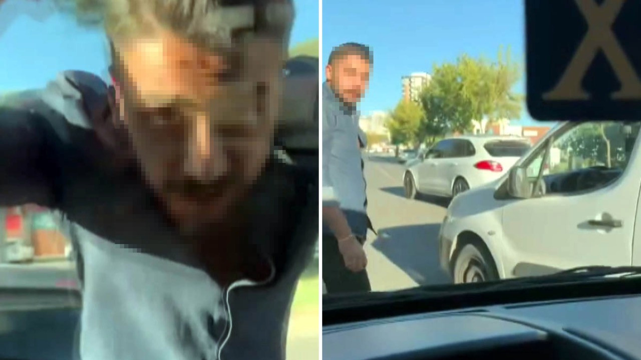 Trafikte tartıştığı sürücünün otomobilinin camını kırdı