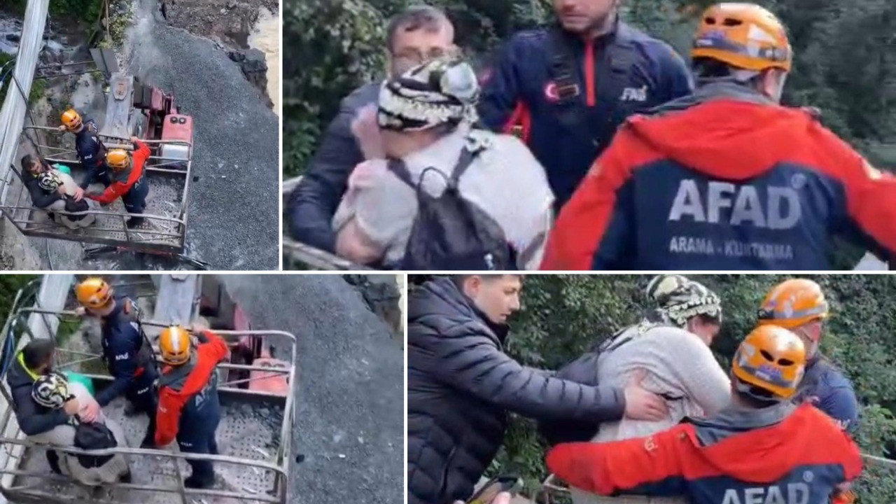 Rize'de heyelan nedeniyle mahsur kalan hastalar kurtarıldı