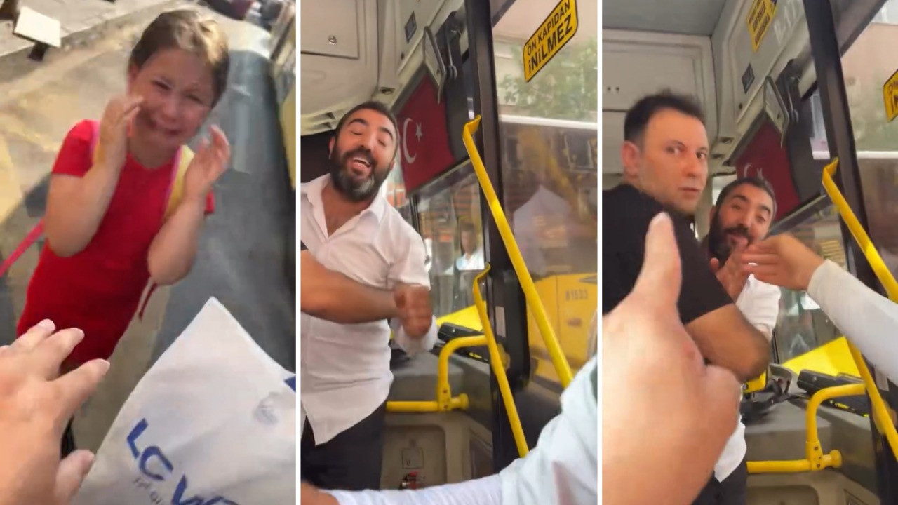 Yolcu ile şoför birbirine girdi, küçük kız gözyaşlarına boğuldu