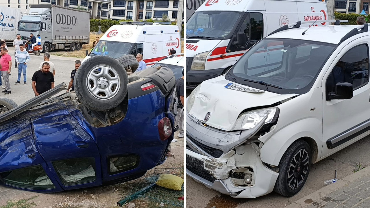 Hafif ticariyle çarpışan cip takla attı: 3 yaralı