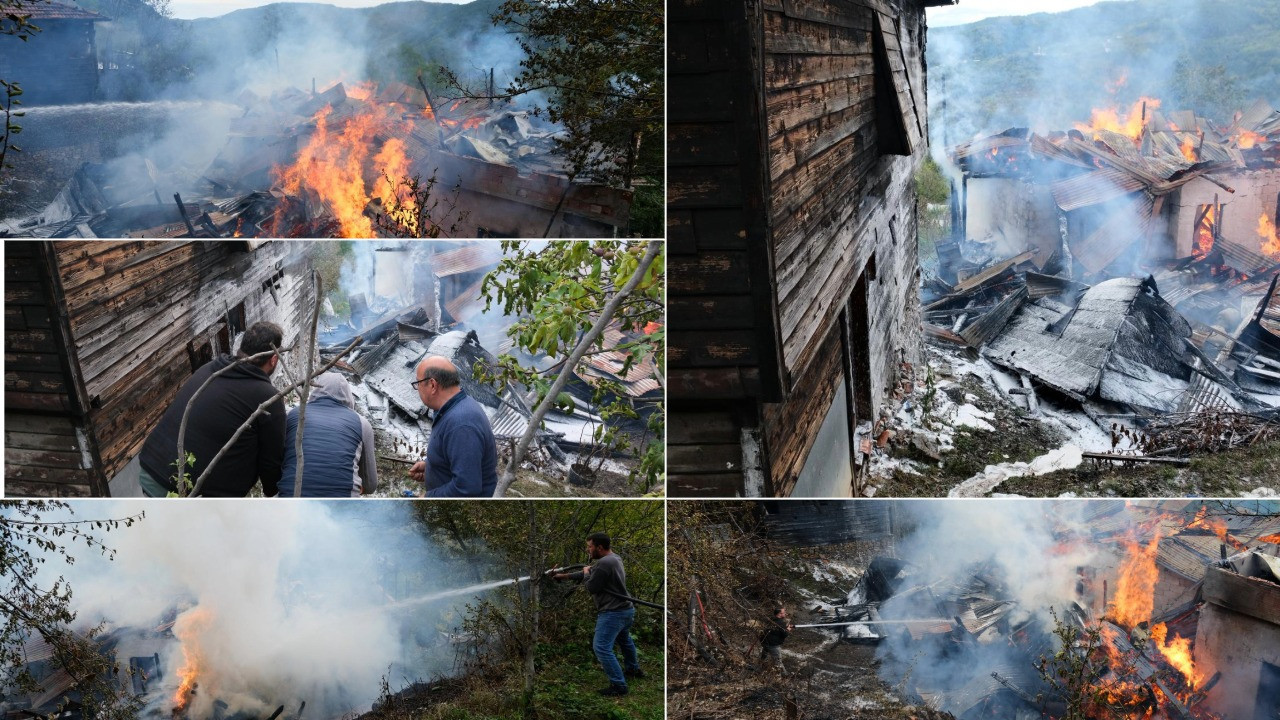 Alevlerin sardığı iki ev kullanılmaz hale geldi