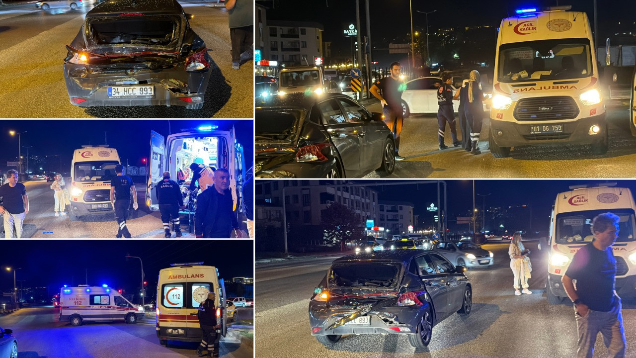 Kırmızı ışıkta duran otomobile kamyon çarptı